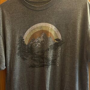 Rustic Ridge Tshirt showing an Elk-Charcoal Mountain Graphic Tee for Men